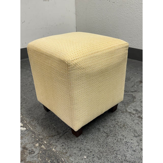 Contemporary Ballard Designs Goldenrod Ottoman For Sale - Image 3 of 12