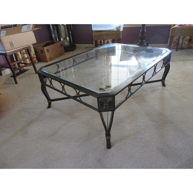 Regency Style Metal Glass Topped Coffee Table Chairish