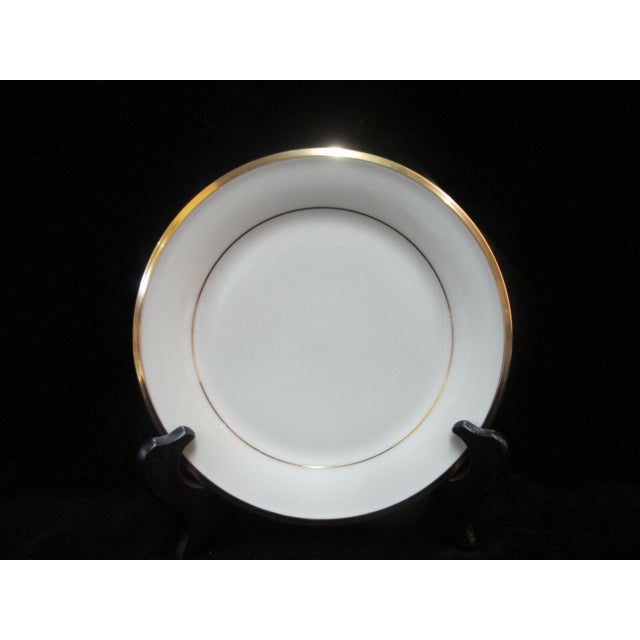 Lenox set of 6 fine china bread and butter plates in "Eternal" pattern. Ivory with gold trim. Each measures 6 1/4"...