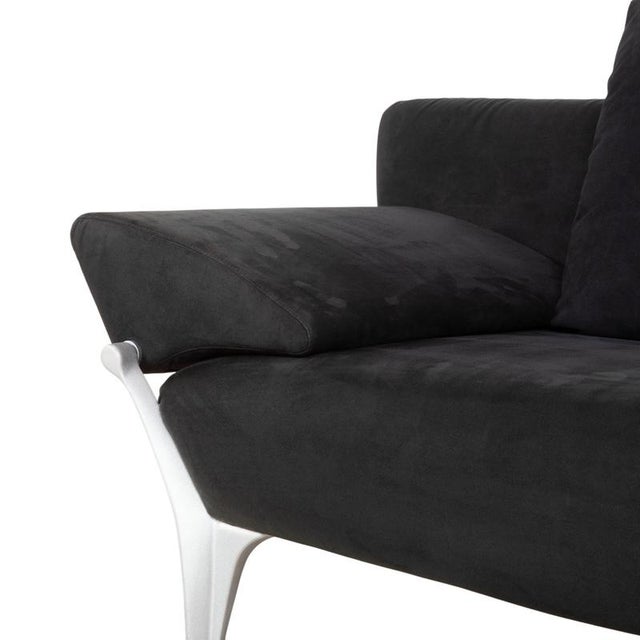 Textile 1600 Two-Seater Sofa in Black Fabric from Rolf Benz For Sale - Image 7 of 15