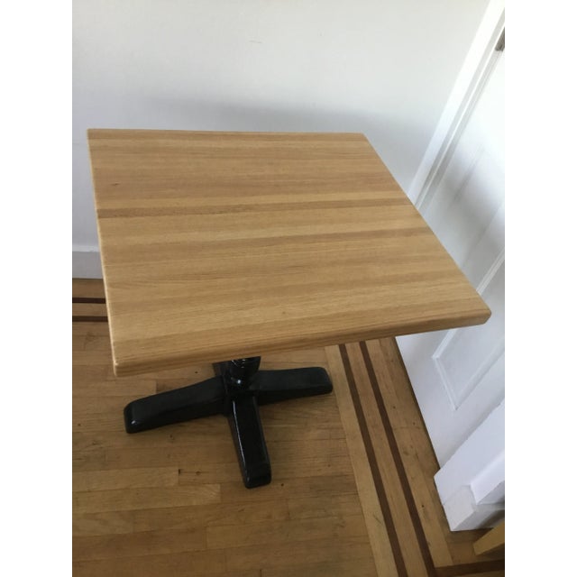1990s Vintage Solid Oak, Butcher Block Top Bistro/Pub Table For Sale - Image 4 of 8