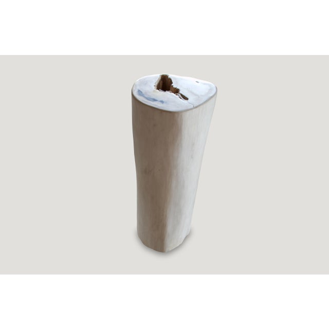 Andrianna Shamaris Super Smooth White and Black Petrified Wood Side Table For Sale - Image 4 of 5