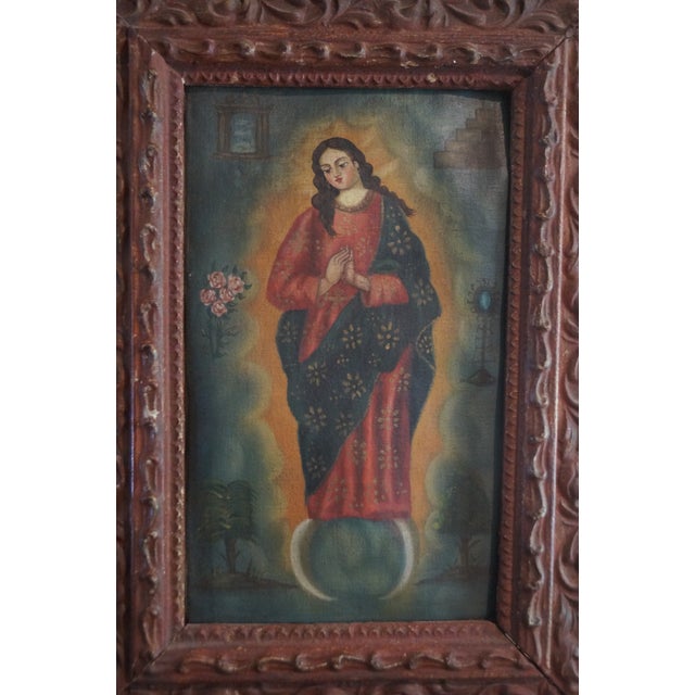 Mid 19th Century Mid 19th Century Spanish Colonial Painting of Nossa Senhora Da Conceição For Sale - Image 5 of 11