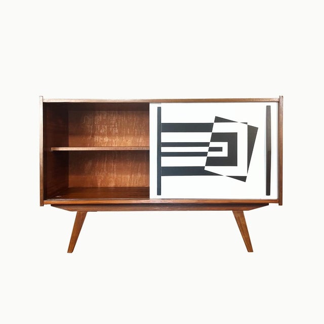 1960s Two-Door Sideboard with Op Art Motif, Poland, 1963 For Sale - Image 5 of 10