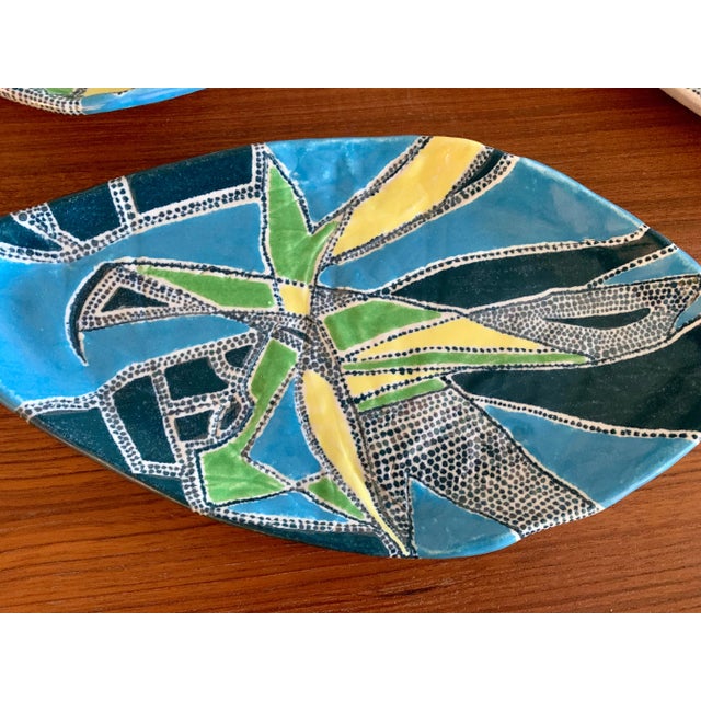 Postmodern Memphis Art Pottery Ceramic Tea Set Cups Platter Set - 14 Pieces For Sale - Image 12 of 13