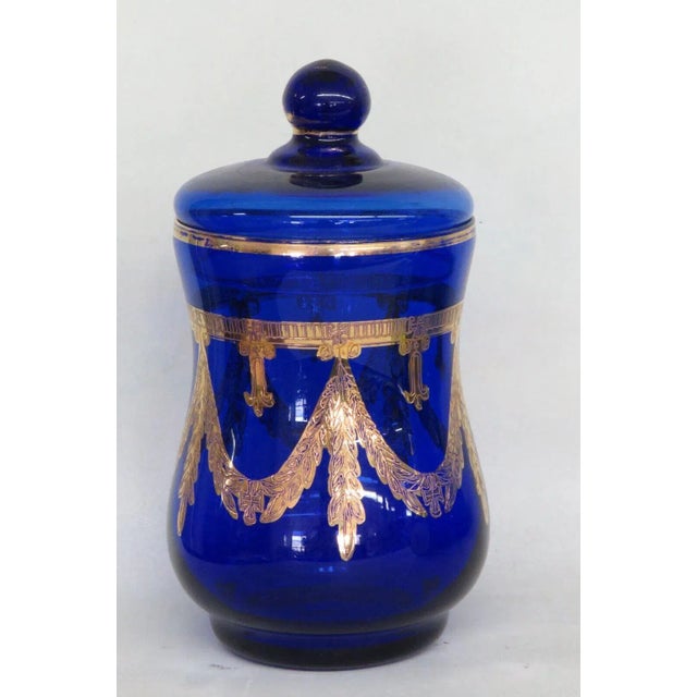 Arte Italica Medici Cobalt Blue and Gold Glass Biscuit Cookie Jar With Lid For Sale - Image 13 of 13