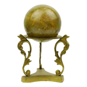 Late 20th Century Solid Stone Orb Ball on Brass Base