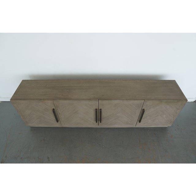 Modern Restoration Hardware Herringbone 4-Door Media Console For Sale - Image 3 of 14