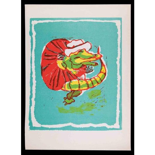 Baby Crocodile is an original Linocut Print realized by Mino Maccari in 1951. Very Good condition. No Signature. Mino...