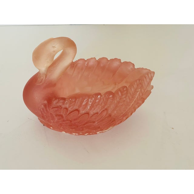 Mid-Century Modern Mid Century Frosted Pink Swan Planter or Bowl For Sale - Image 3 of 6