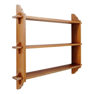 Arts & Crafts Style Pegged Wall Hung Shelves, 1960s For Sale