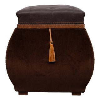 Curved Velvet Ottoman with Storage, France, 1960s For Sale