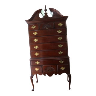 Late 20th Century Queen Anne Mahogany Highboy Chest by Link Taylor Furniture For Sale