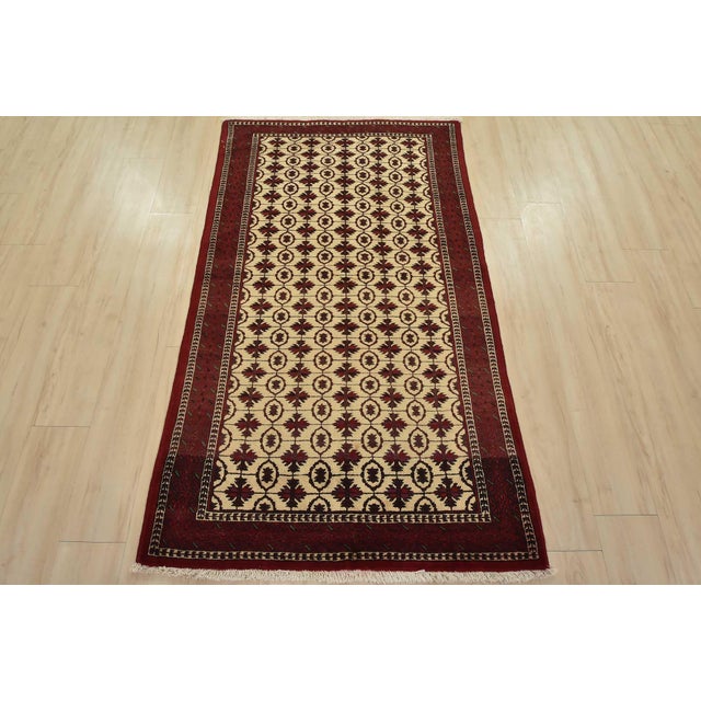 Cabin Baloch Rug 3’7” X 6’2” Beige Wool Vintage Tribal Hand-Knotted Oriental Carpet For Sale - Image 3 of 10