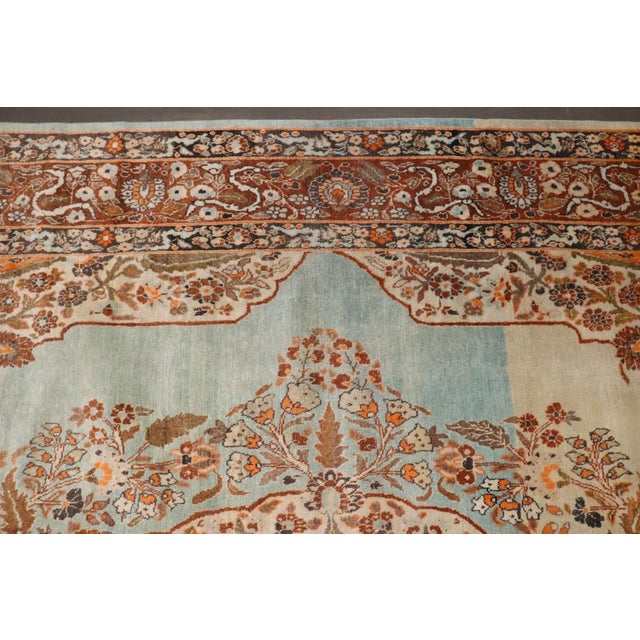Stunning Turquoise Antique Persian Tabriz Rug - 8'10" x 11'8" For Sale - Image 12 of 16