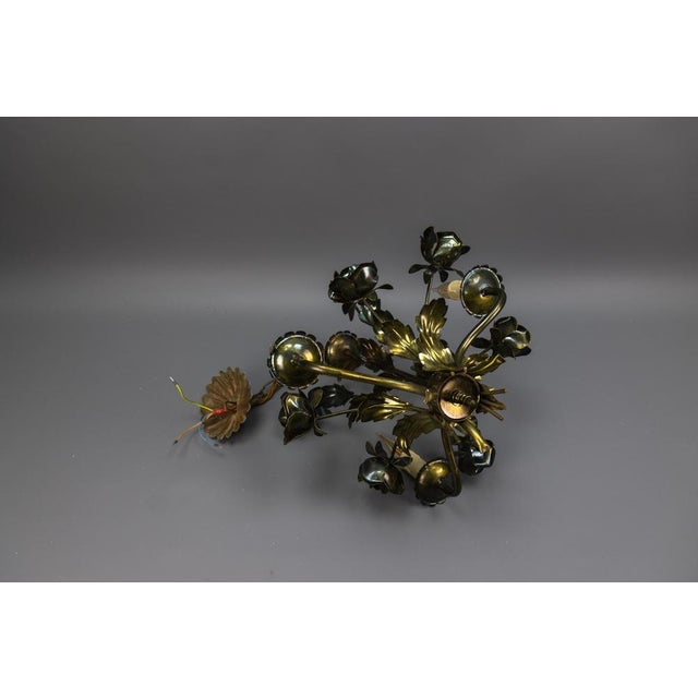 Hollywood Regency Style Floral Three-Light Chandelier, France, 1970s For Sale - Image 16 of 18