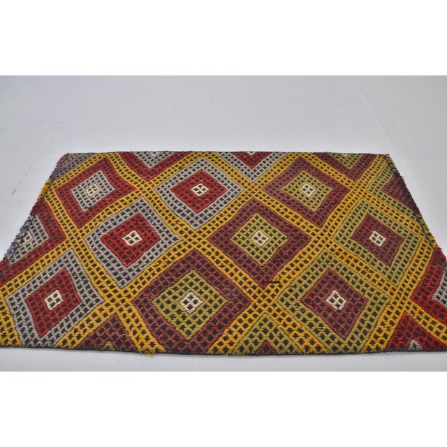 Textile Vintage Small Decorative Rug For Sale - Image 7 of 7