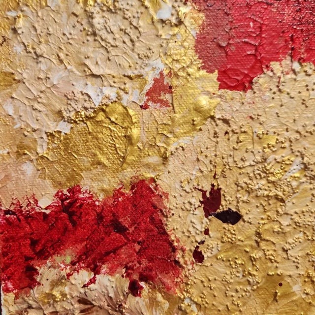 Large Signed Abstract Expressionist Impasto Painting – Red, Ochre & Lime Contemporary Statement Art For Sale In Chicago - Image 6 of 10