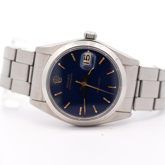 Rolex Oysterdate Precision Ref. 6694 Blue Dial 34mm Stainless Steel Wristwatch For Sale - Image 10 of 11