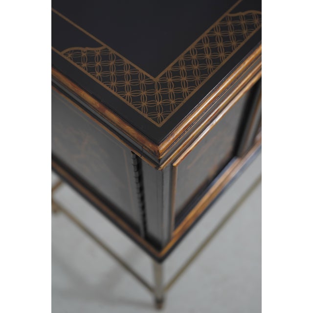 Drexel Heritage Chinoiserie Black Lacquer and Gold Brass Stand For Sale - Image 12 of 18