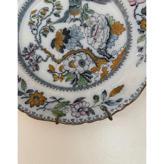 Antique, Early. 20th Century Ashworth Bros Hanley England Ironstone Chinoiserie Bird and Flower Plate For Sale - Image 10 of 12