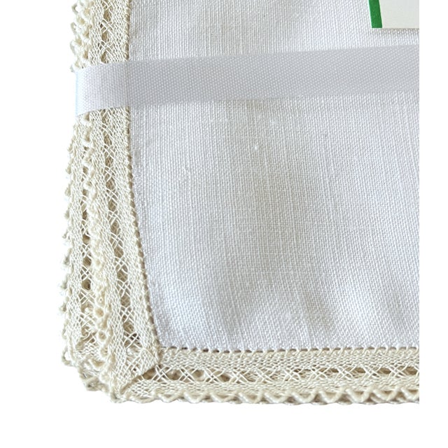 1950s 1950s Fine Belgian Linen & Lace Cocktail Napkins for K. Katen — Boxed Set of 8 For Sale - Image 5 of 9