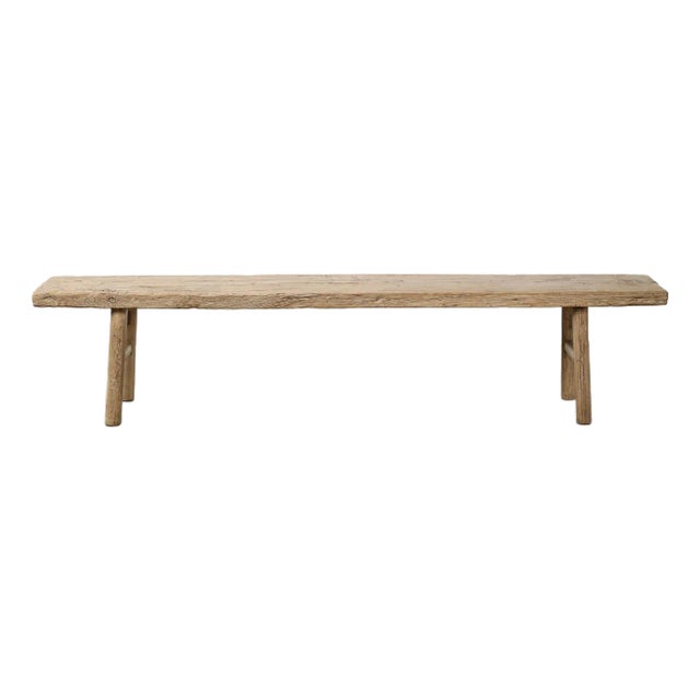 Vintage Large Wooden Bench – Weathered Natural Finish For Sale