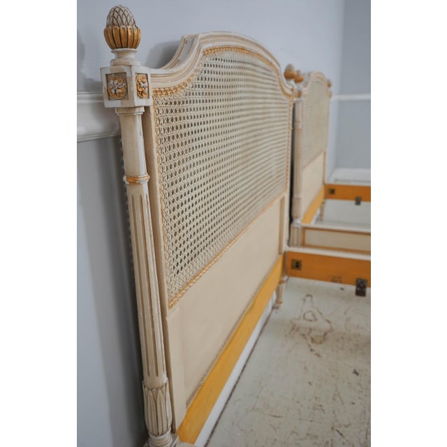Pair of Louis XVI Cane Twin Beds For Sale - Image 4 of 14