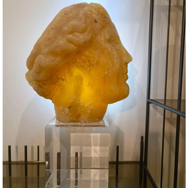 Academic Sculpture of a Venus Head with an Amber Effect, 1950s, Wax For Sale - Image 6 of 10