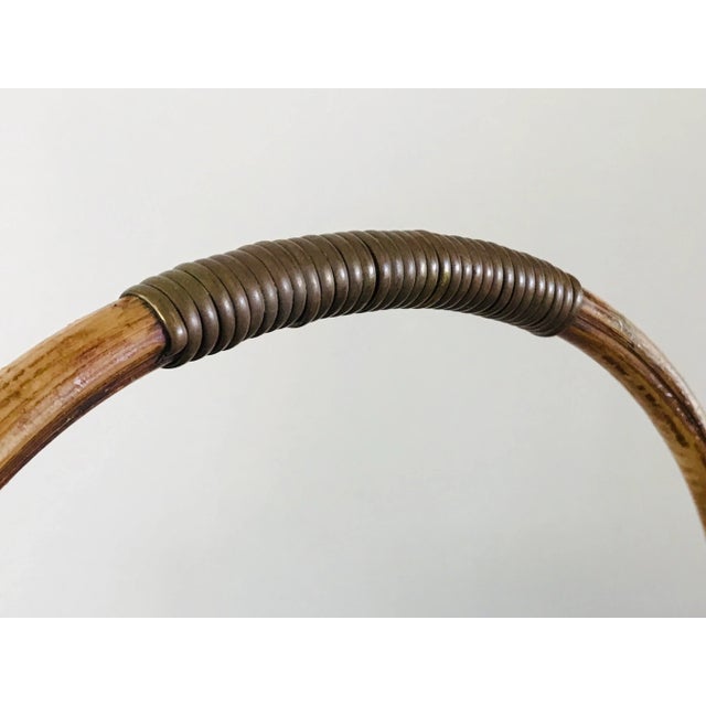 1970s Italian Rattan and Brass Basket For Sale - Image 9 of 12