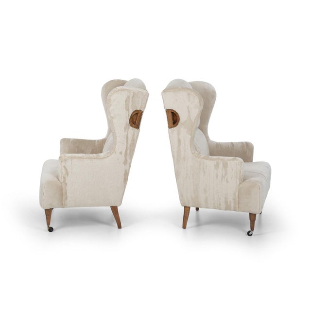 Luigi Caccia Dominioni Pair of Ambrosianeum High-Back Lounge Chairs for Azucena, 1955 An exceptional pair of Ambrosianeum...