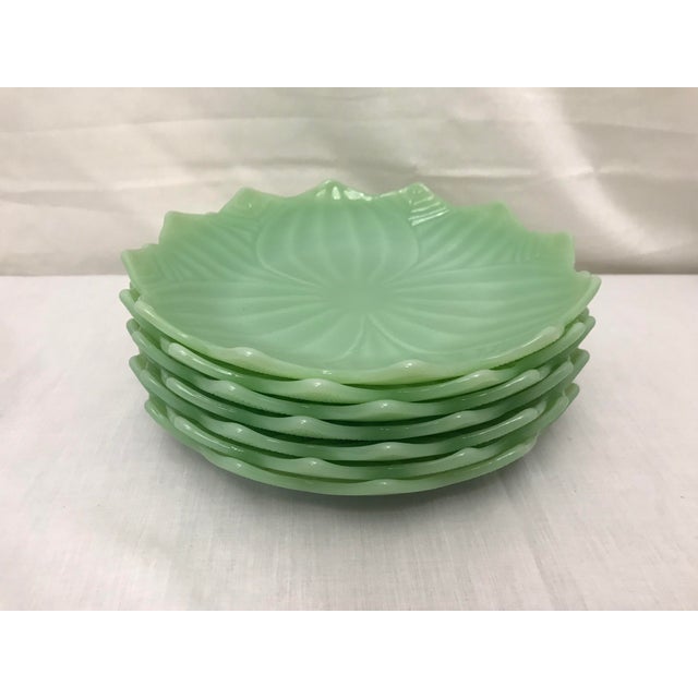 Mid 20th Century Jadeite Lotus Flower Plates Set of 7 Chairish