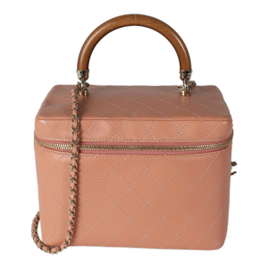 Pink Quilted Lambskin Knock On Wood Vanity Case