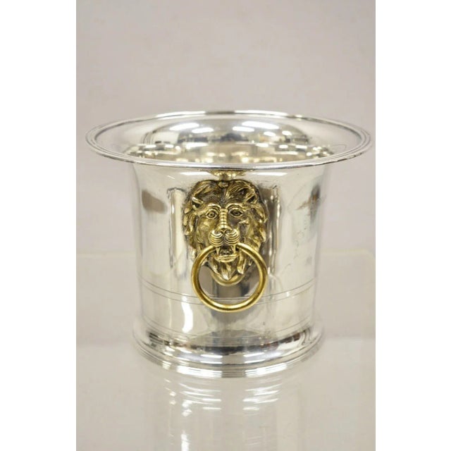 Traditional The Franklin Mint 1986 Silver Plated Fluted Champagne Chiller Lion Ice Bucket For Sale - Image 3 of 12