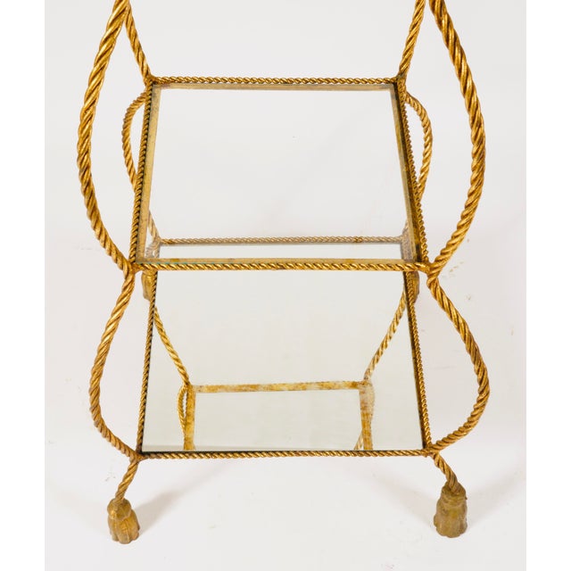 1980s Vintage Italian Iron Rope Etagere With Tassel Feet For Sale - Image 4 of 8