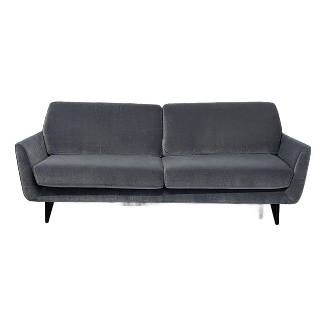 Sits for Crate and Barrel 3-Seat Dark Gray Sofa For Sale