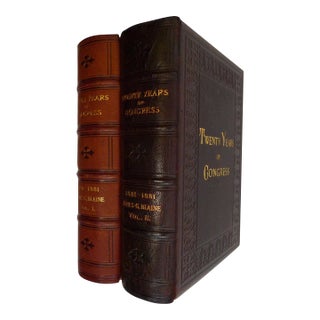 Mid 19th Century Illustrated Volume Set, Signed Presentation Copy of James Blaine's Twenty Years of Congress - 2 Books For Sale