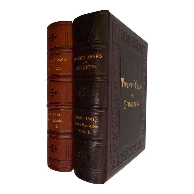 Mid 19th Century Illustrated Volume Set, Signed Presentation Copy of James Blaine's Twenty Years of Congress - 2 Books For Sale