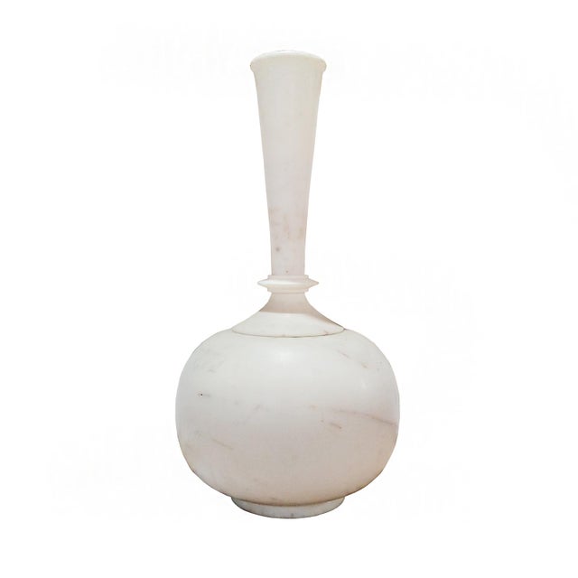 Hand- Carved White Marble Vase, Late 20th Century For Sale - Image 9 of 12