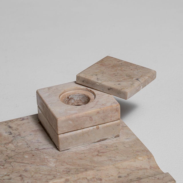 French Early 20th Century France Antique White Marble Desk Set For Sale - Image 3 of 15