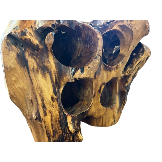 Hand crafted from a naturally formed root wood specimen, by a local NC artist, this sculptural wine rack celebrates the...