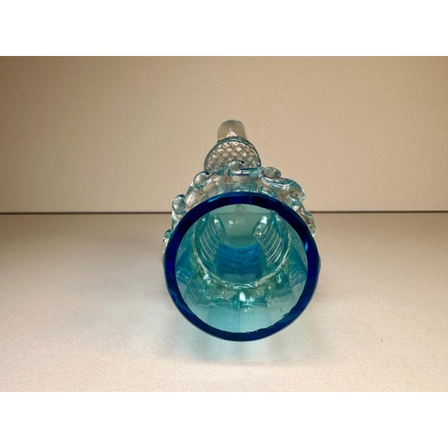 Early 20th Century Antique Moser Blue Crystal Bud Vase: Applied Rigaree Art Glass For Sale - Image 5 of 9