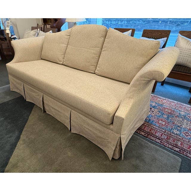 English Camelback Sofa With Kick Pleat Formal Sofa For Sale - Image 3 of 12