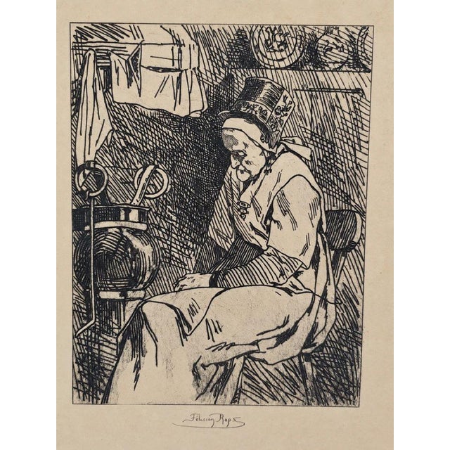 Félicien Rops, Woman from the Gâtinais, 19th Century, Engraving For Sale - Image 15 of 15