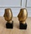Contemporary Pair of Villa & House Alberto Statues / Sculptural Bookends | Cycladic-Inspired Gold Leaf Metal on Black Marble Bases, Heavy For Sale - Image 3 of 9