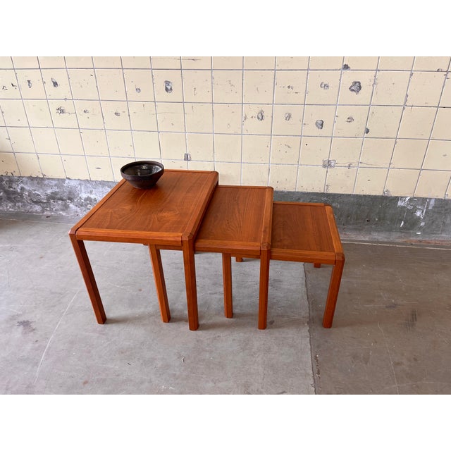 Vintage Danish Nesting Tables in Teak, 1960, Set of 3 For Sale - Image 3 of 7