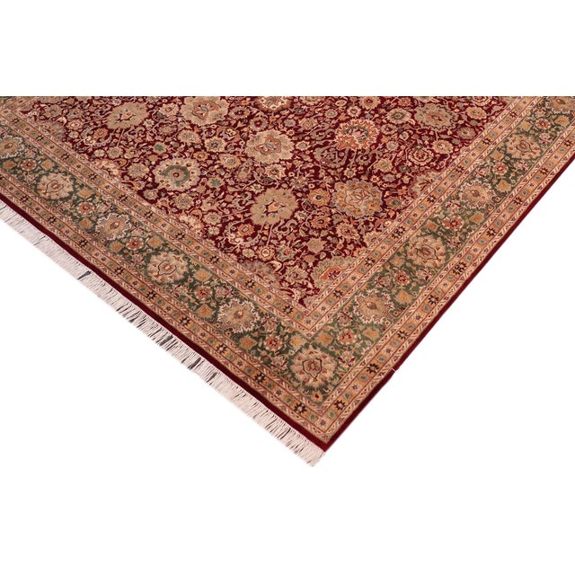 Renaissance Floral 1990's Pak-Persian Red/Green Wool Rug - 7'11'' X 10'5'' For Sale - Image 3 of 9