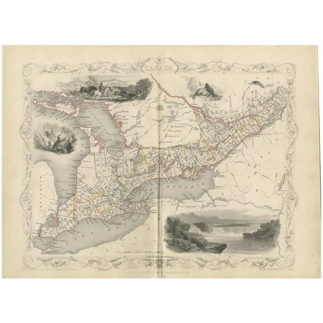 Paper Map of West Canada with Niagara Falls and Indigenous Scenes For Sale - Image 7 of 7