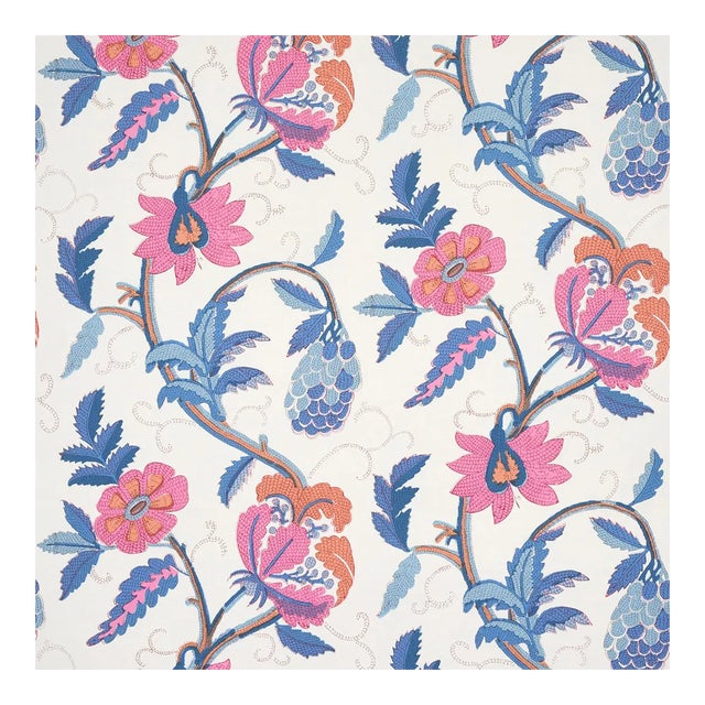 Sample - Schumacher Indali Wallpaper in Rose & Indigo For Sale