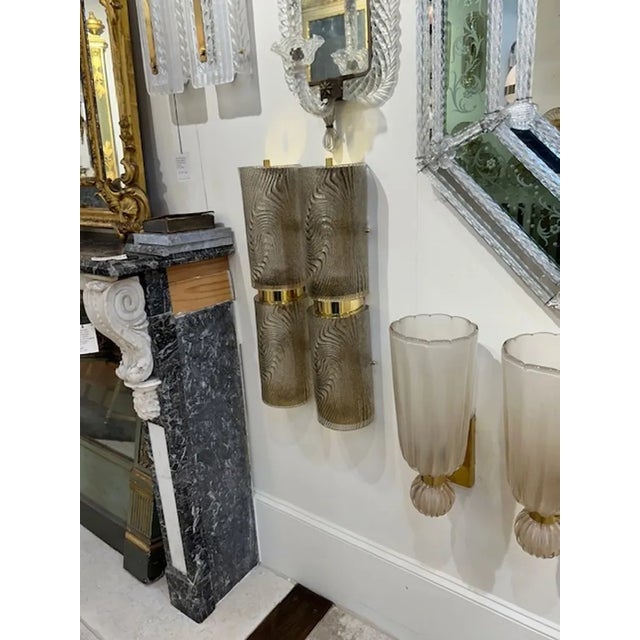 Early 21st Century Modern Zebra Patterned Murano Glass Barrel Sconces For Sale - Image 5 of 5